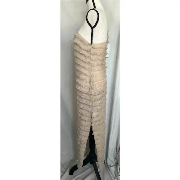 NWT Kimchi Blue Urban Outfitters Rita Ruffle Rose Dress Sheer Beige Tule Size M - Picture 4 of 16